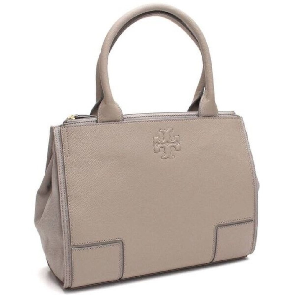 *SOLD* Tory Burch Leather Tote Bag in French Grey - Picture 2 of 9